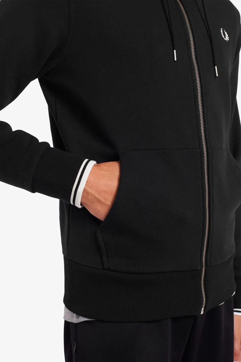Fred Perry J7536-198 Hoodie Zip Through Sweatshirt Black-4