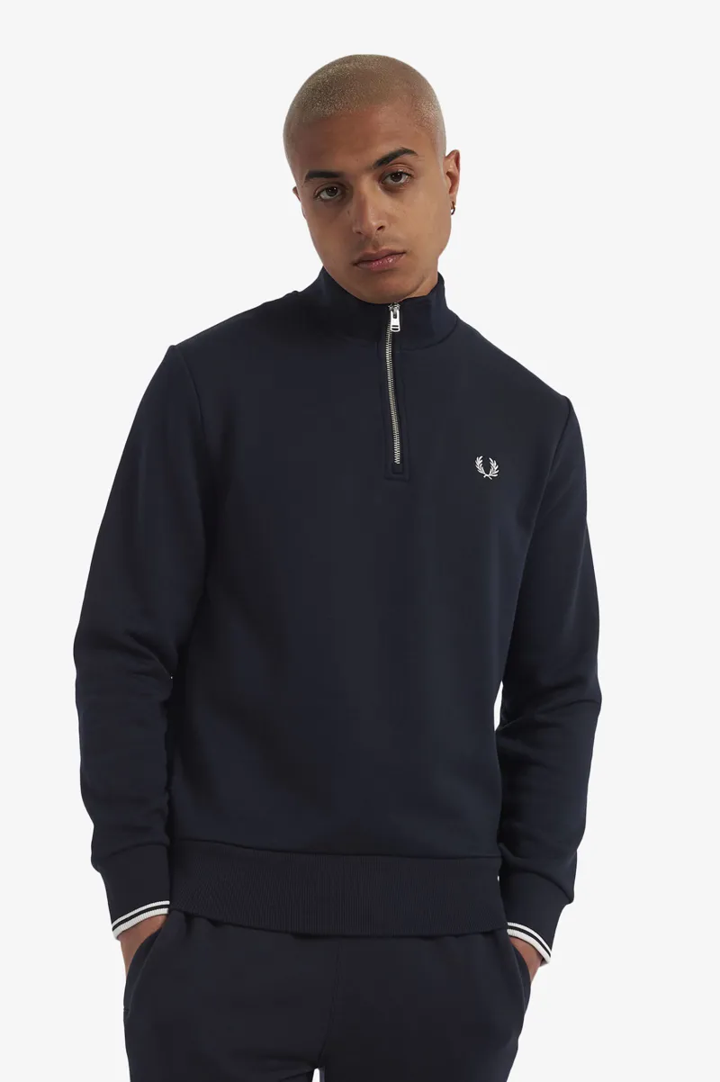 Fred Perry Half Zip Sweatshirt Navy -1