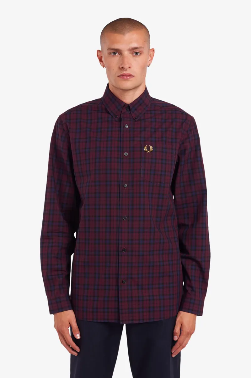 Fred Perry M9509-799 Winter Tartan Check Shirt Mahogany SMALL LAST ONE-3
