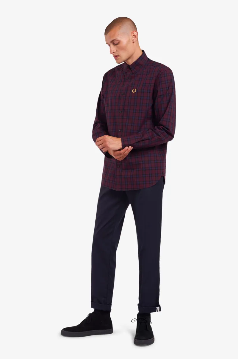 Fred Perry M9509-799 Winter Tartan Check Shirt Mahogany SMALL LAST ONE-4