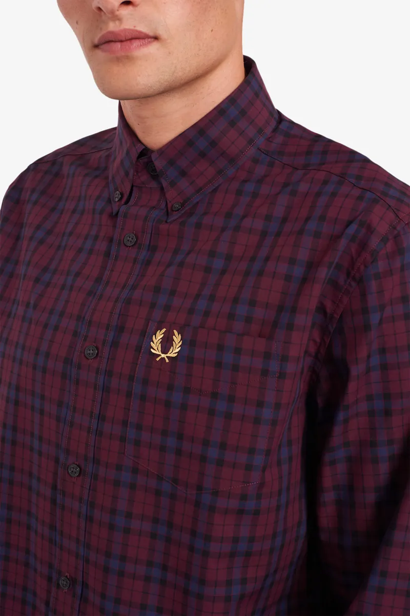 Fred Perry M9509-799 Winter Tartan Check Shirt Mahogany SMALL LAST ONE-1