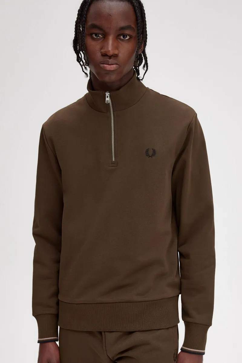 Fred Perry Half Zip Sweatshirt Burnt Tobacco XXL ONLY LAST ONE-4