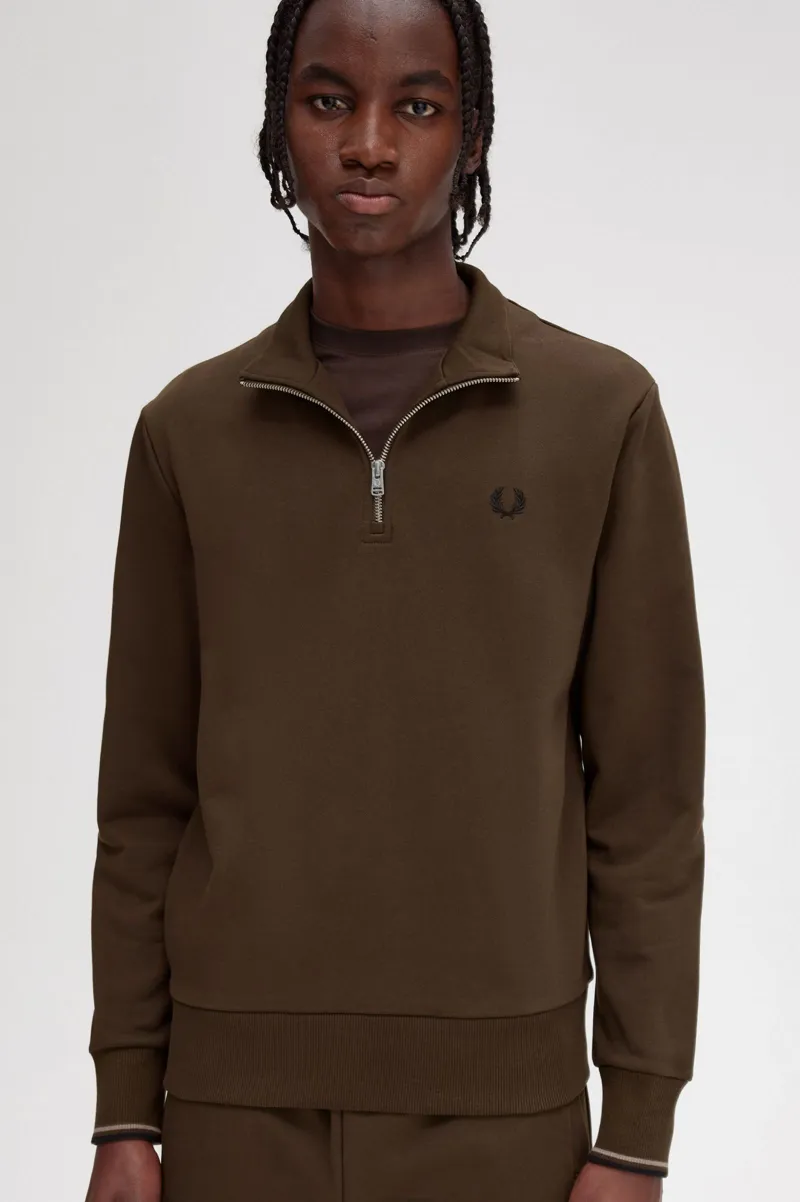 Fred Perry Half Zip Sweatshirt Burnt Tobacco XXL ONLY LAST ONE-6