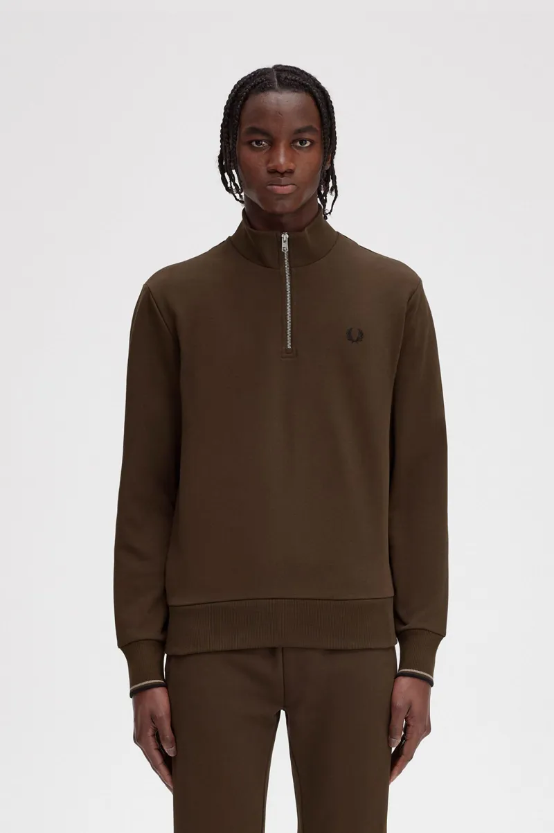 FRED PERRY☆Embroidered Champion Half Zip Sweatshirt OXBLOOD Embroidered Half Zip - Oxblood | Men's Sweatshirts |Sports