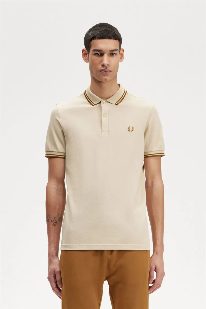 Fred Perry M3600-691 Polo T-shirt Oatmeal / Dark Caramel XXXL ONLY-1