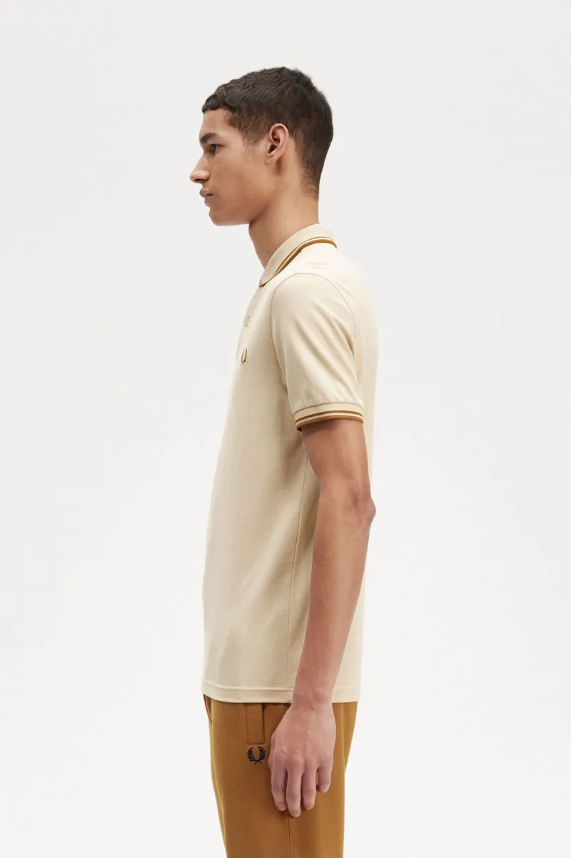 Fred Perry M3600-691 Polo T-shirt Oatmeal / Dark Caramel XXXL ONLY-3