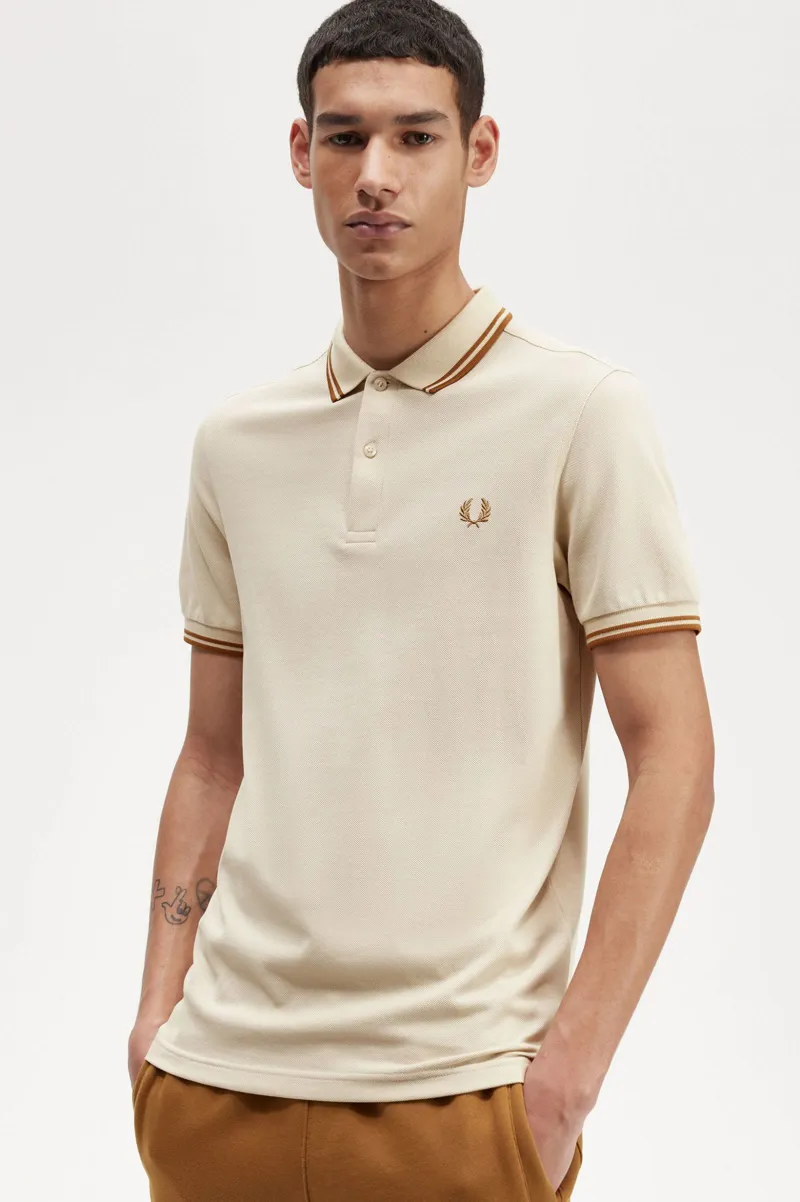 Fred Perry M3600-691 Polo T-shirt Oatmeal / Dark Caramel XXXL ONLY-6