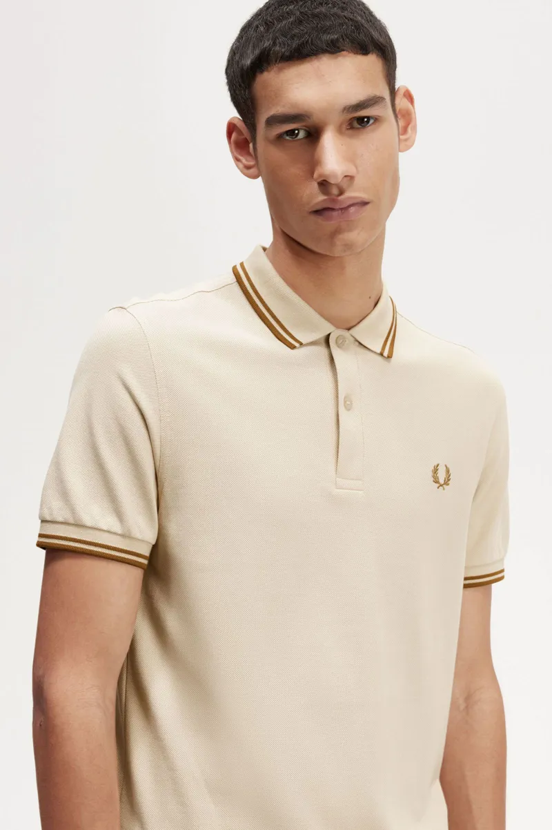 Fred Perry M3600-691 Polo T-shirt Oatmeal / Dark Caramel XXXL ONLY-7