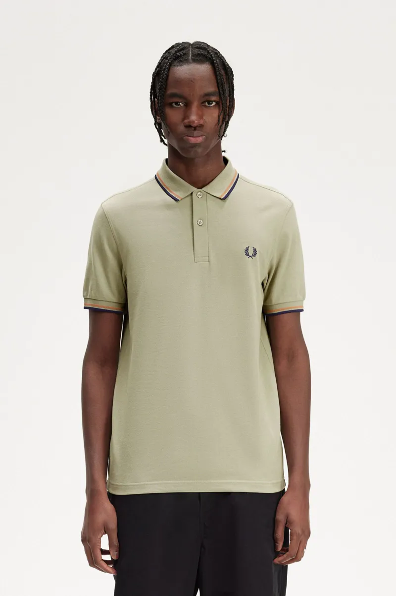 Fred Perry M3600-T52 Polo T-shirt Seagrass / Rust / Navy-5