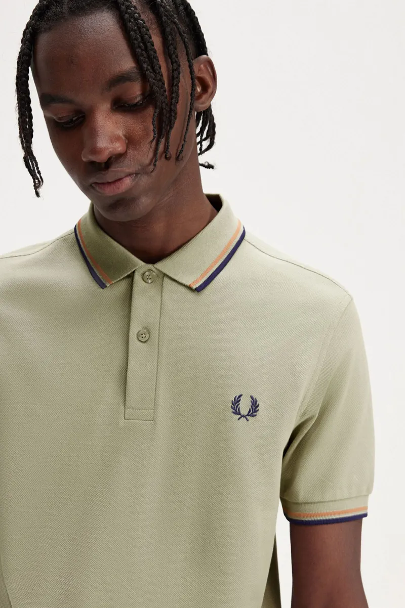 Fred Perry M3600-T52 Polo T-shirt Seagrass / Rust / Navy-6