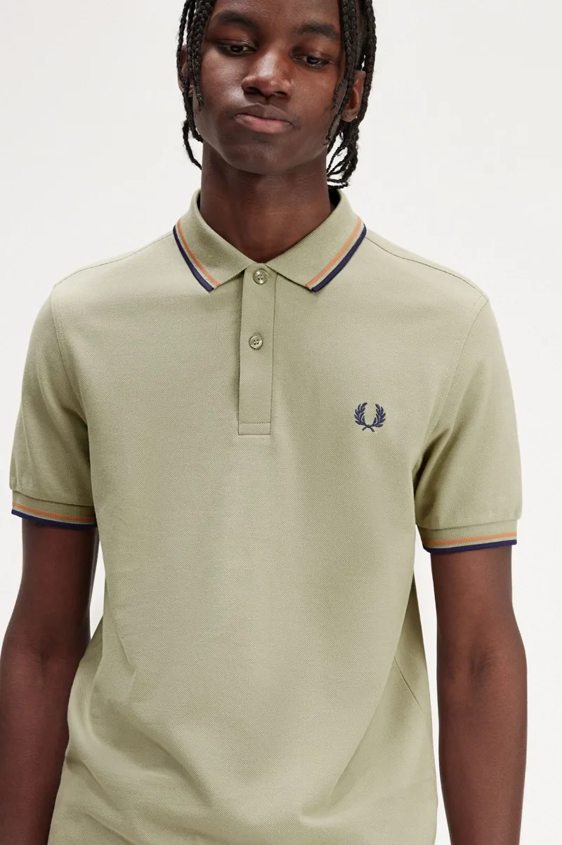 Fred Perry M3600-T52 Polo T-shirt Seagrass / Rust / Navy-7