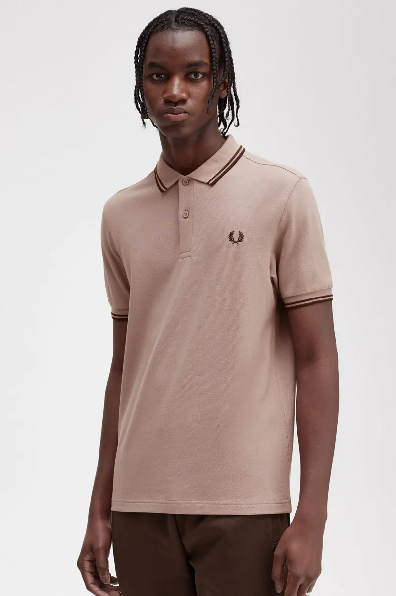 Fred Perry M3600-S52  Polo T-Shirt Pink / Burnt Tobacco XXXL ONLY-7