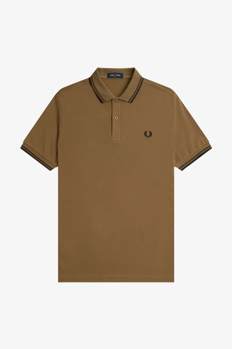 Fred Perry M3600-U40 Polo T-shirt Shaded Stone/Tobacco/Black XL ONLY-2