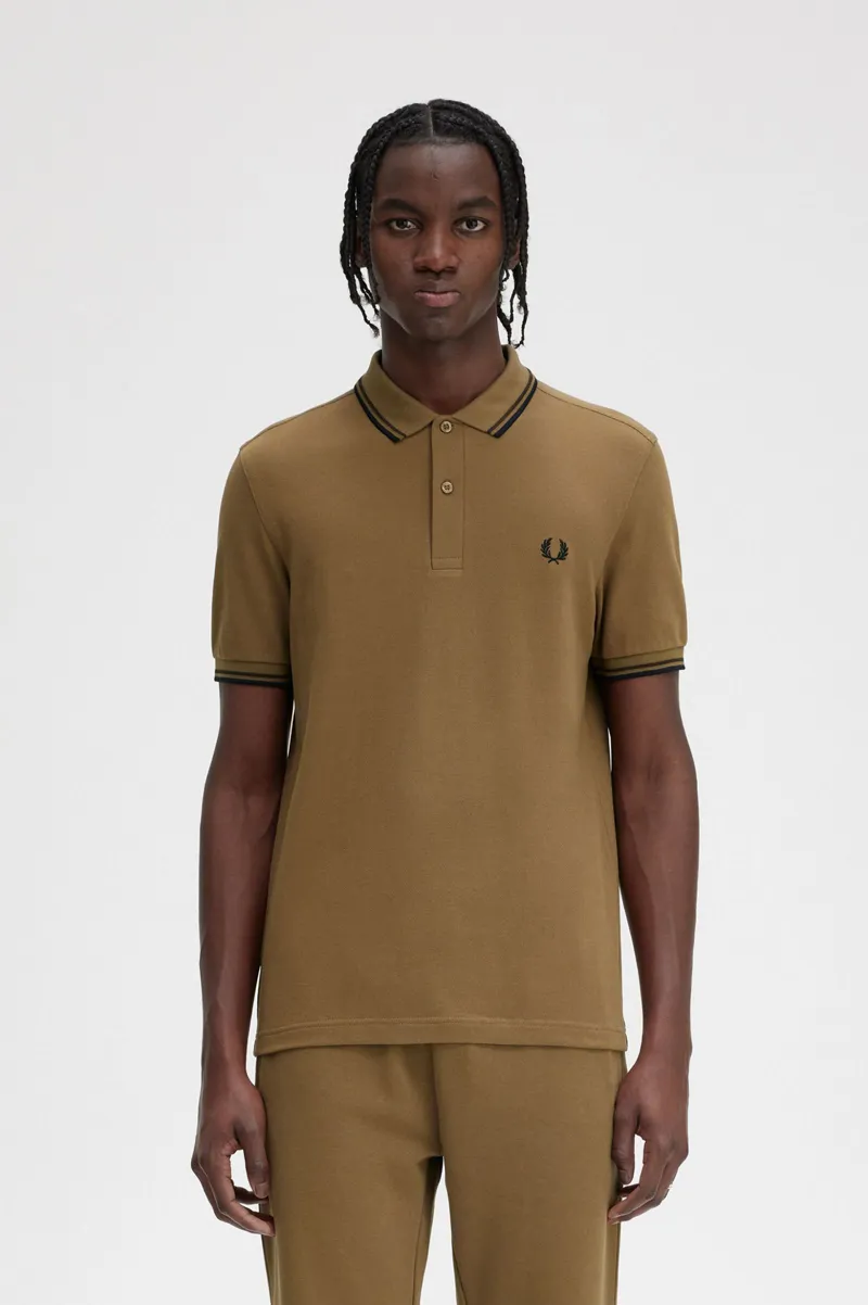Fred Perry M3600-U40 Polo T-shirt Shaded Stone/Tobacco/Black XL ONLY-1