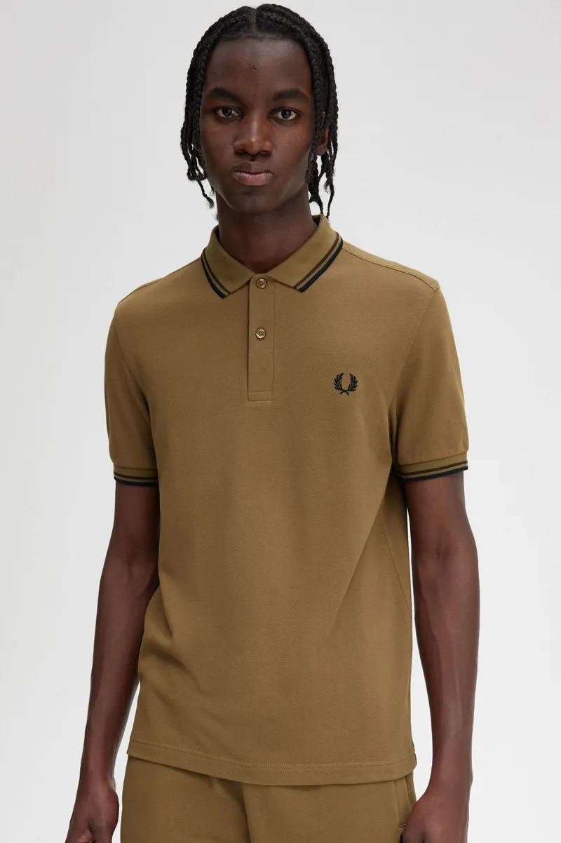 Fred Perry M3600-U40 Polo T-shirt Shaded Stone/Tobacco/Black XL ONLY-5