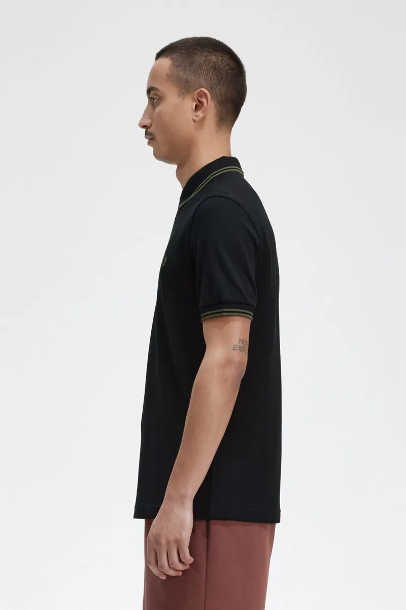 M3600 - Field Green / Black / Black | The Fred Perry Shirt
