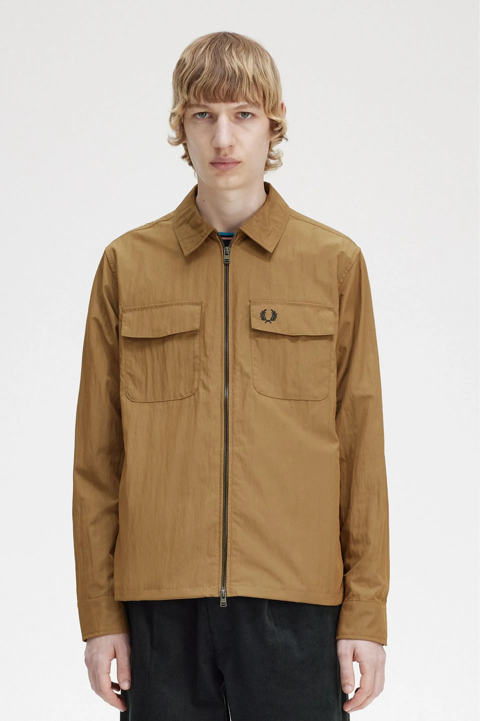 Closure London Mens Zip Up Overshirt Fred Perry M5684 Lightweight