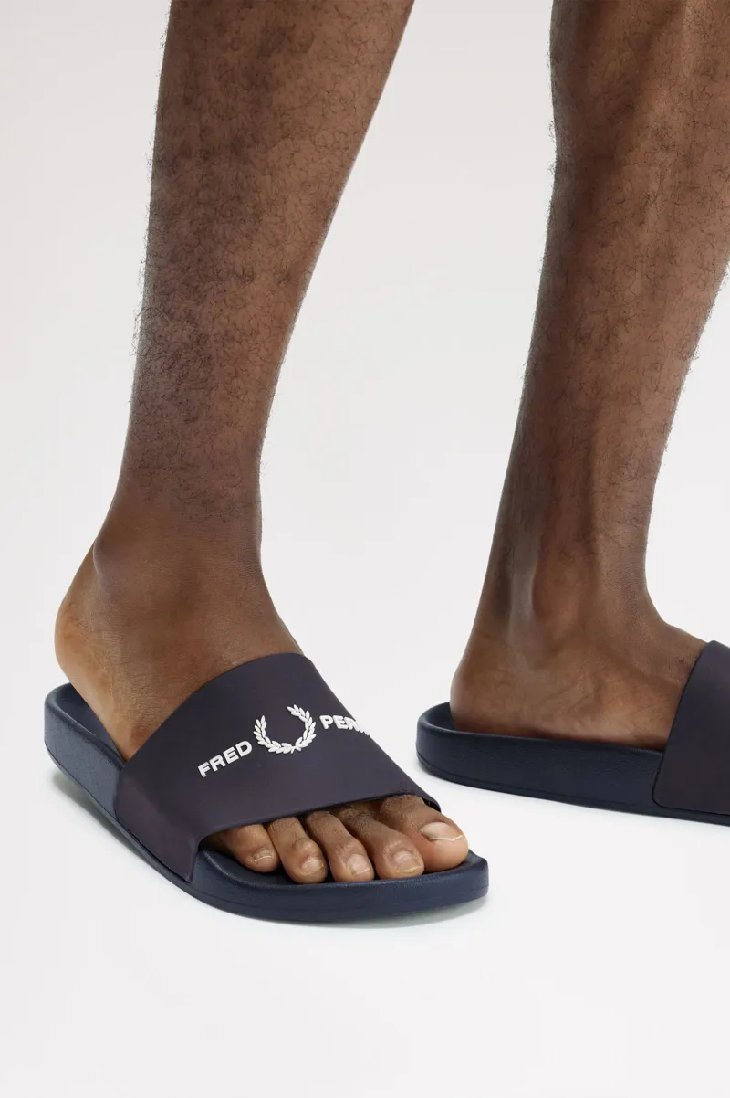 Fred Perry Mens Branded Slides Navy-1