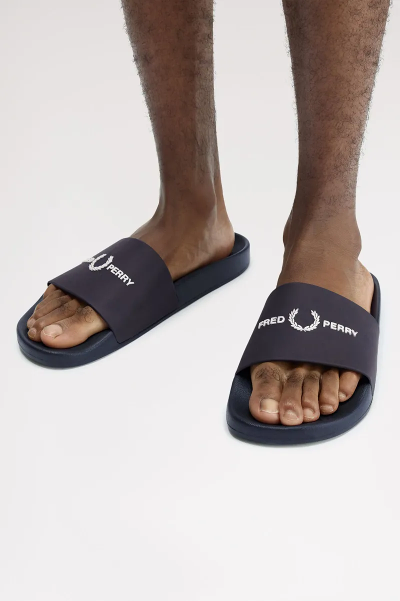 Fred Perry Mens Branded Slides Navy-2
