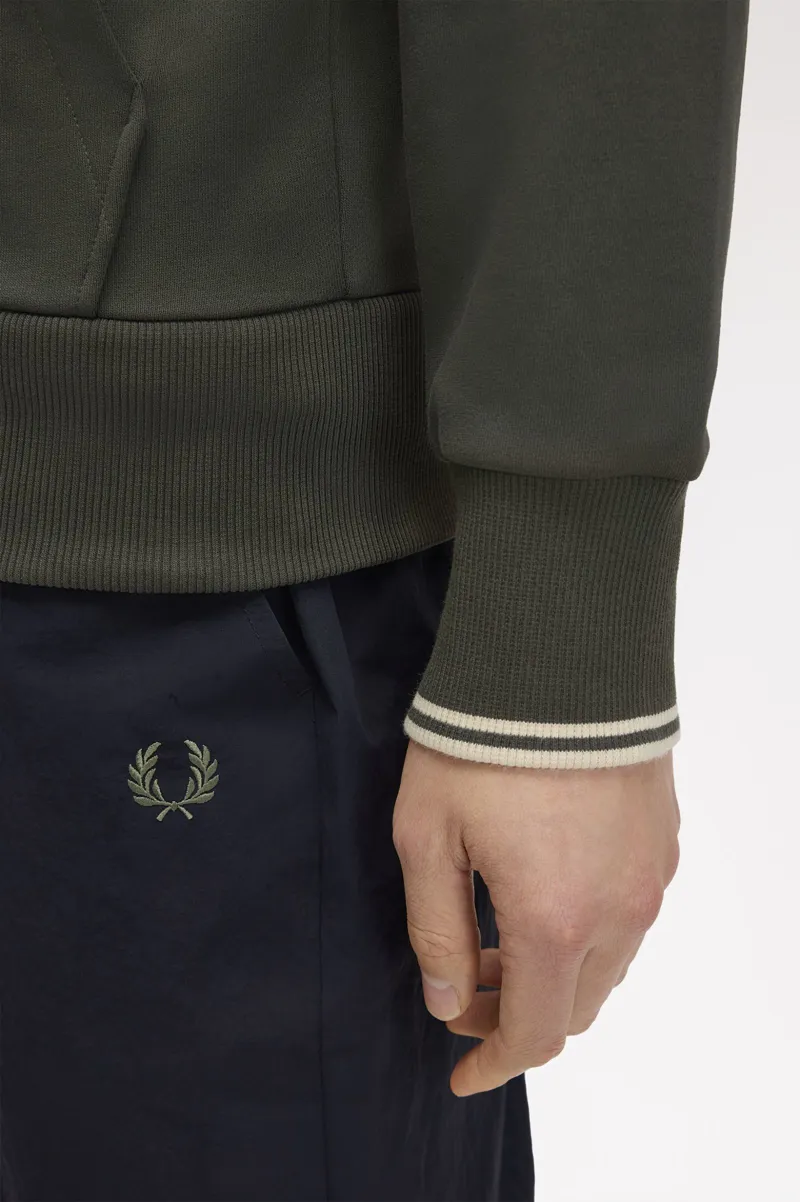 Fred Perry Hooded Zip Through Sweatshirt Field Green-7