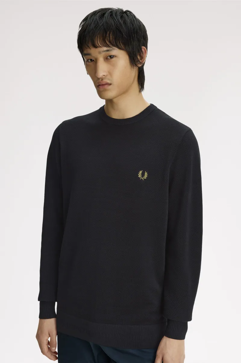 Fred Perry Piqué Stitch Jumper Black -1