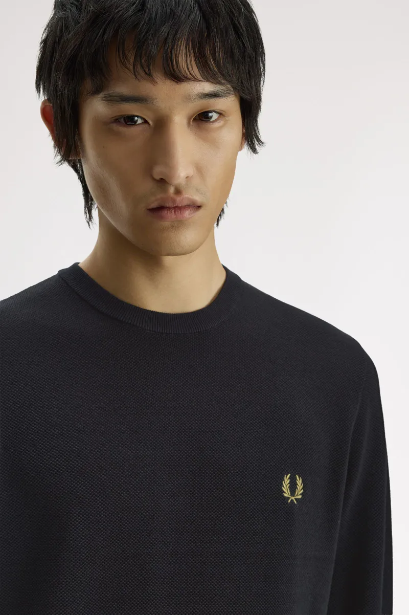 Fred Perry Piqué Stitch Jumper Black -2