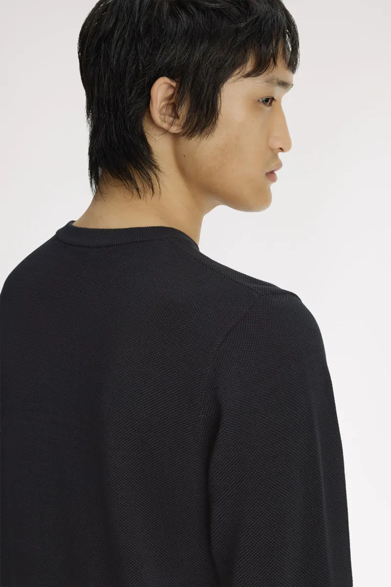 Fred Perry Piqué Stitch Jumper Black -3