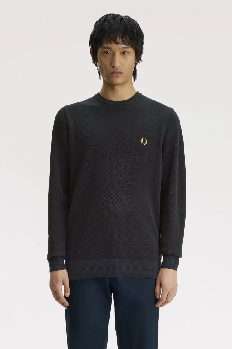 Fred Perry Piqué Stitch Jumper Black -4