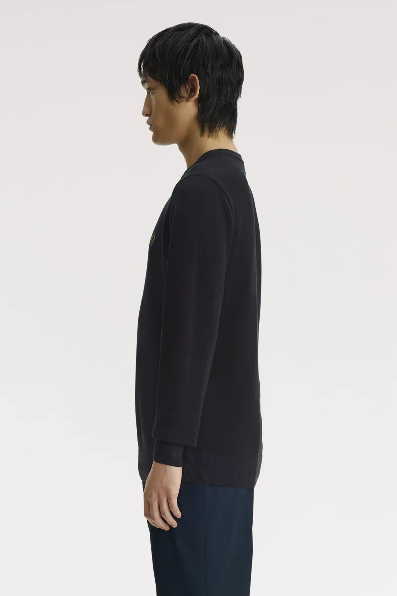 Fred Perry Piqué Stitch Jumper Black -5