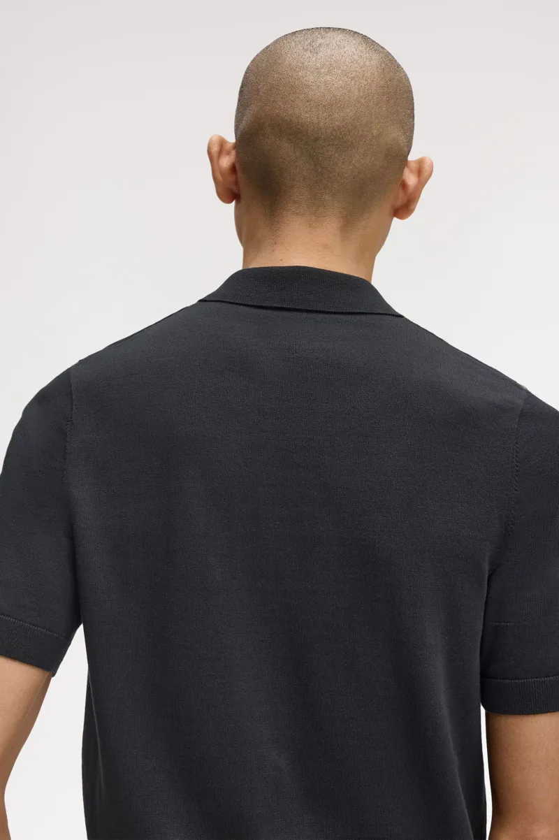 Fred Perry Argyle Knitted Shirt Black-7