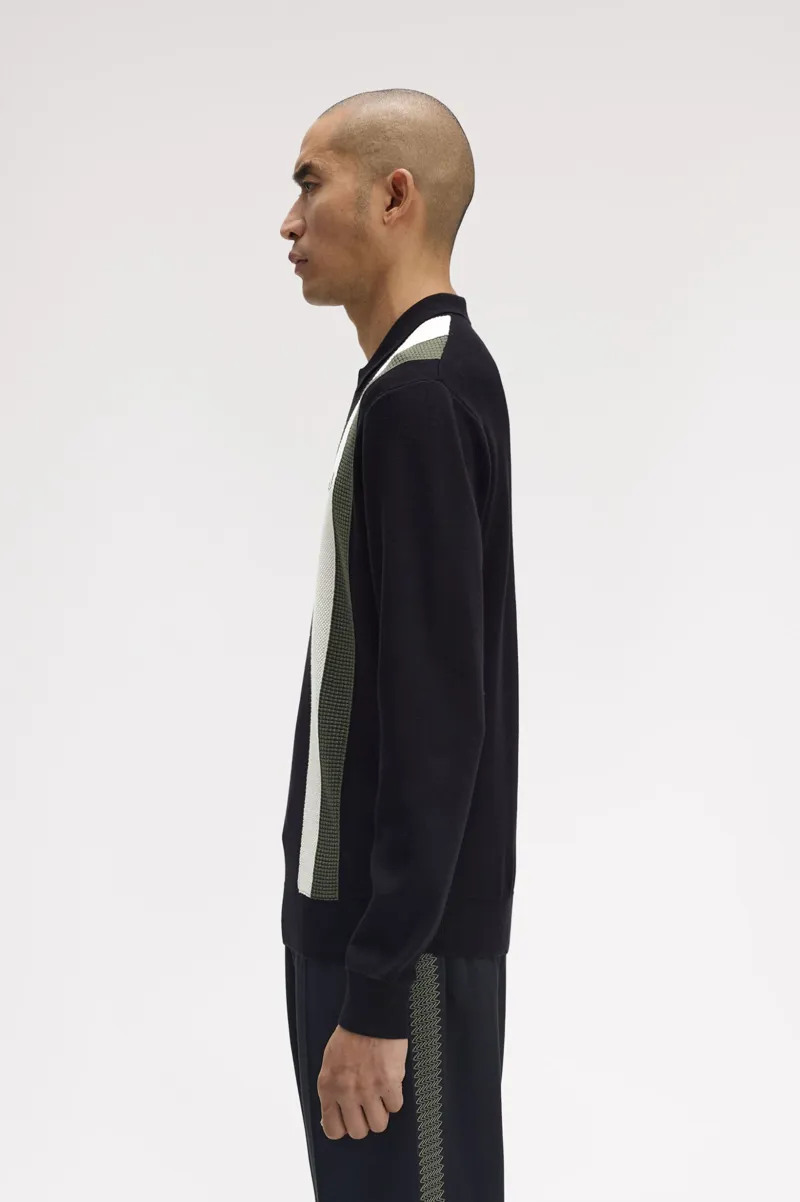 Fred Perry Multi Texture Ls Knitted Shirt Black-6