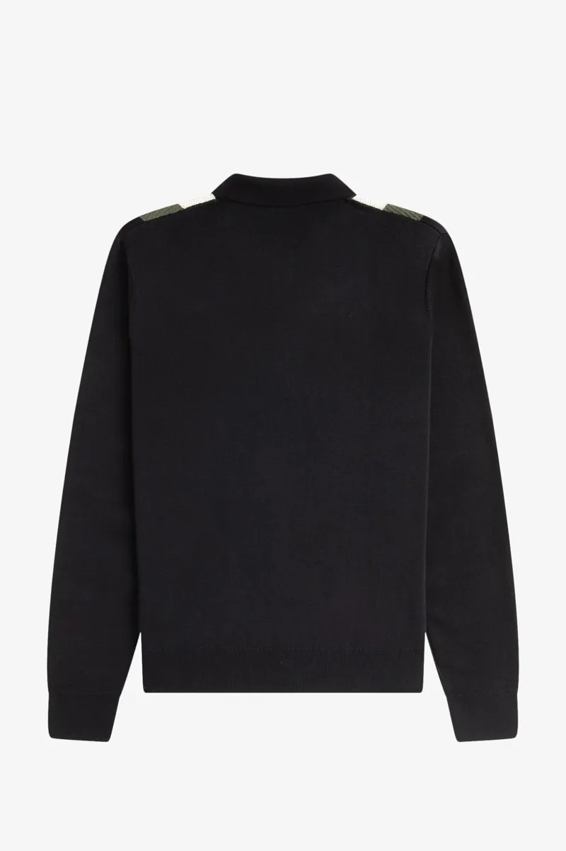 Fred Perry Multi Texture Ls Knitted Shirt Black-7