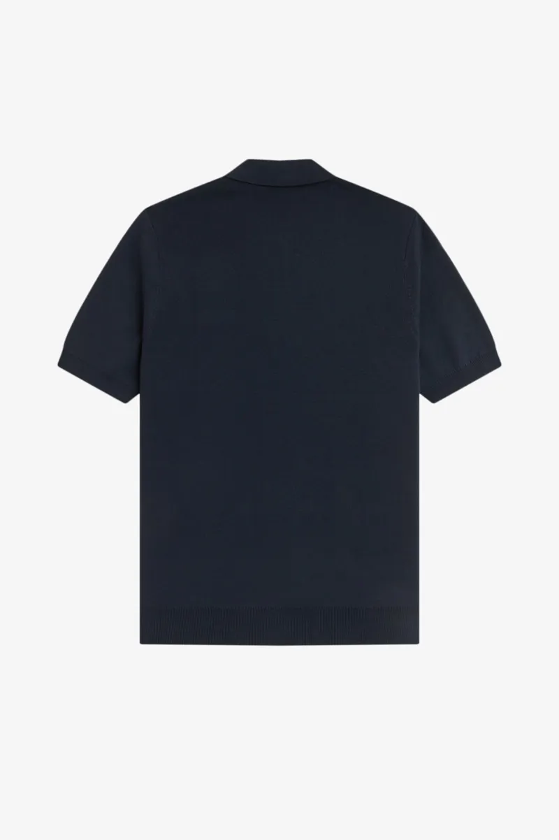Fred Perry Panel Detail Knitted Shirt Navy-8