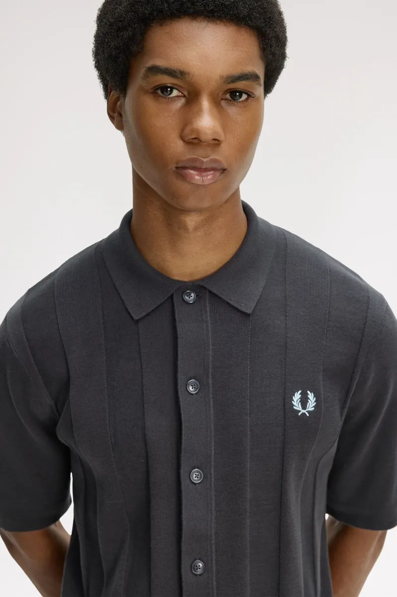 Fred Perry Tonal Vertical Stripe Shirt Anchor Grey -2