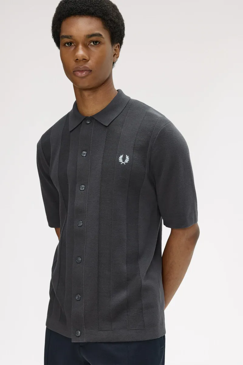 Fred Perry Tonal Vertical Stripe Shirt Anchor Grey -3