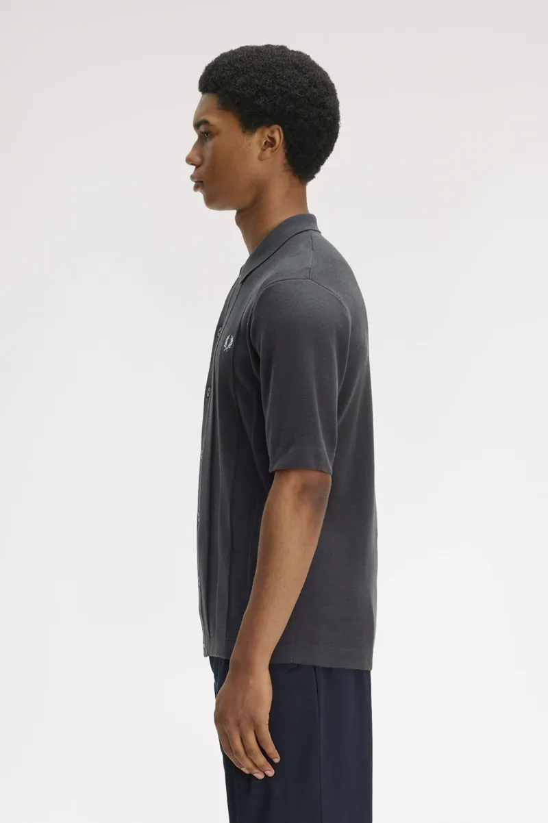 Fred Perry Tonal Vertical Stripe Shirt Anchor Grey -5
