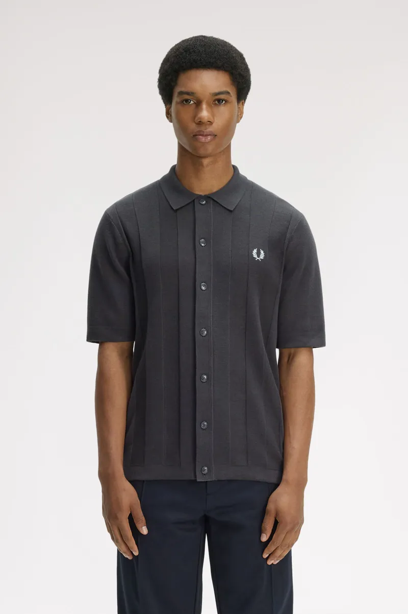 Fred Perry Tonal Vertical Stripe Shirt Anchor Grey -6