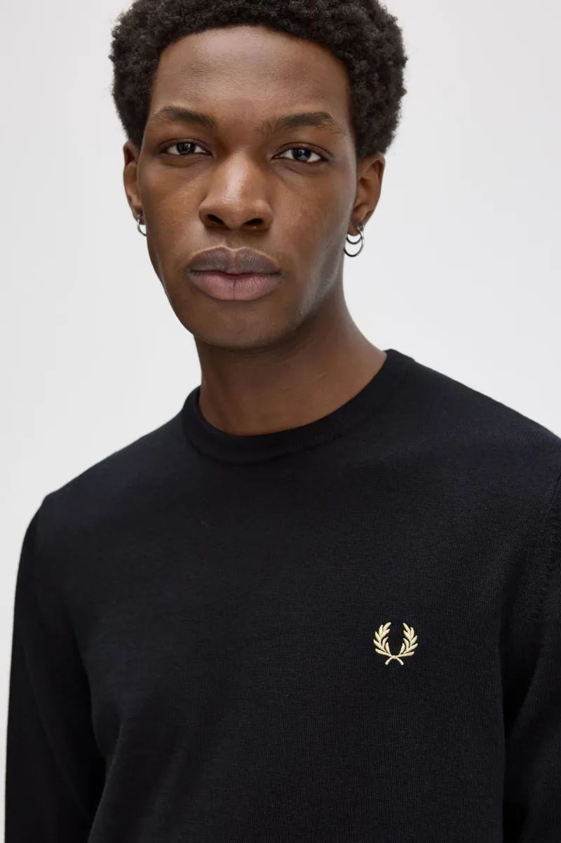 Fred Perry Classic Crew Neck Jumper Black-2