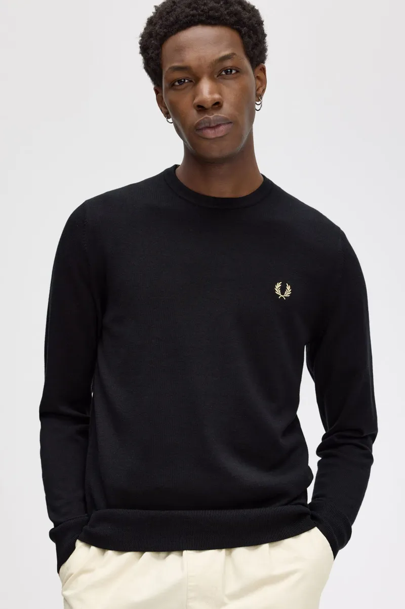 Fred Perry Classic Crew Neck Jumper Black-4