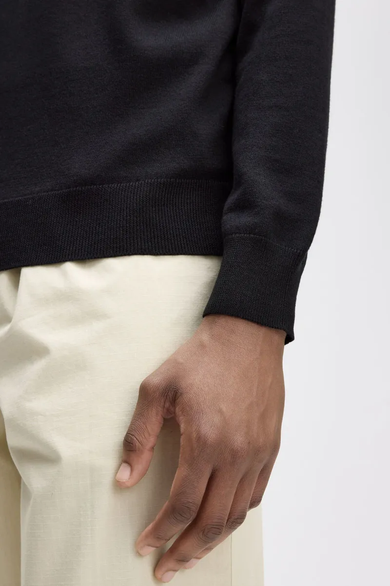 Fred Perry Classic Crew Neck Jumper Black-5