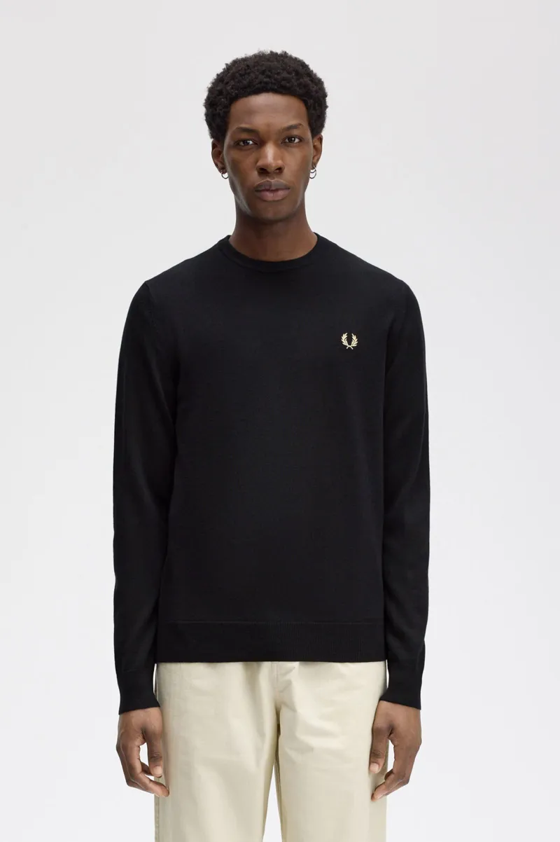 Fred Perry Classic Crew Neck Jumper Black-1