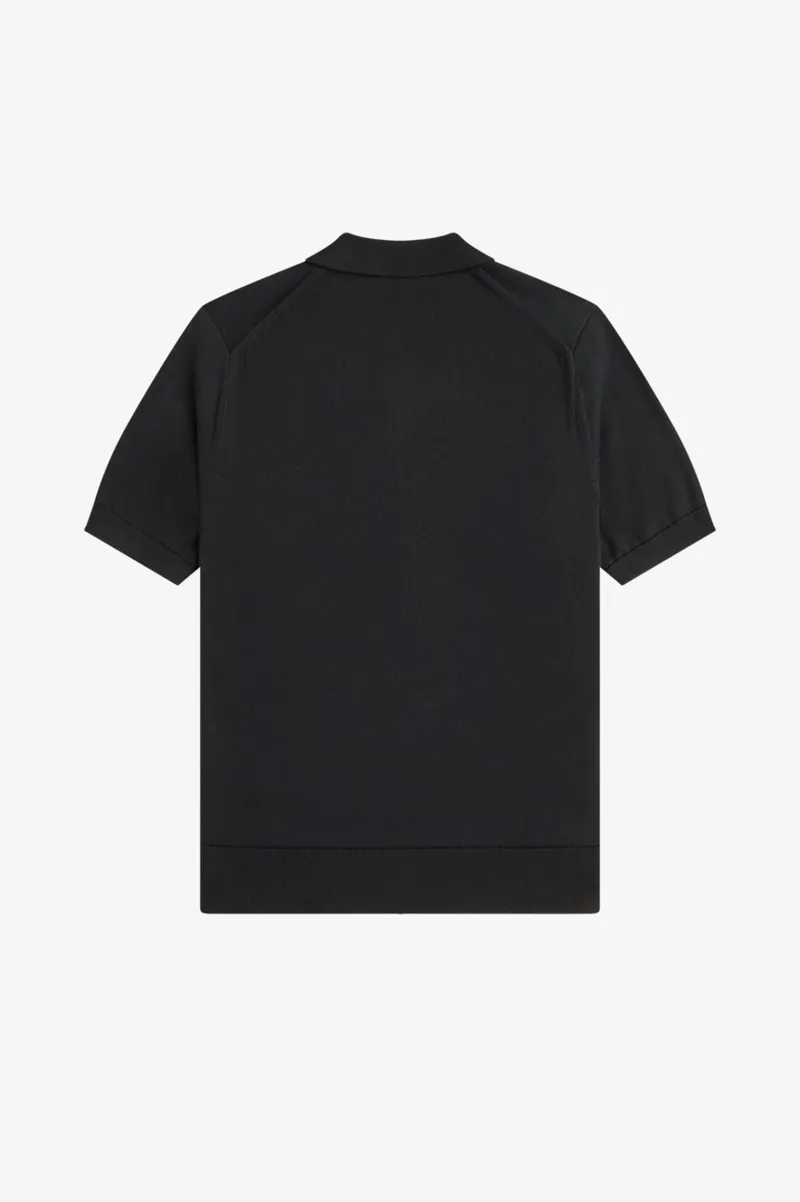 Fred Perry Long Staple Cotton Knitted Shirt Black-6