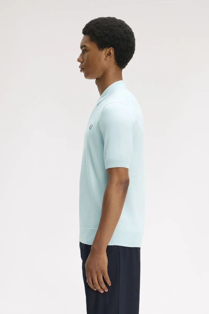Fred Perry Long Staple Cotton Knitted Shirt Light Ice-2