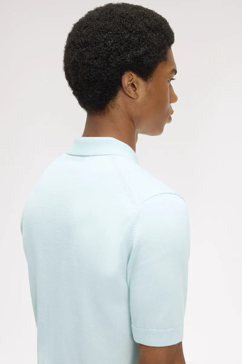 Fred Perry Long Staple Cotton Knitted Shirt Light Ice-6