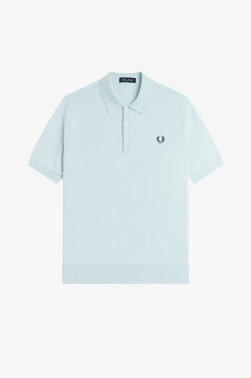 Fred Perry Long Staple Cotton Knitted Shirt Light Ice-8