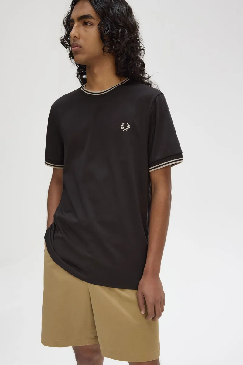 Fred Perry Twin Tipped T-shirt Anchor Grey / Oatmeal-1