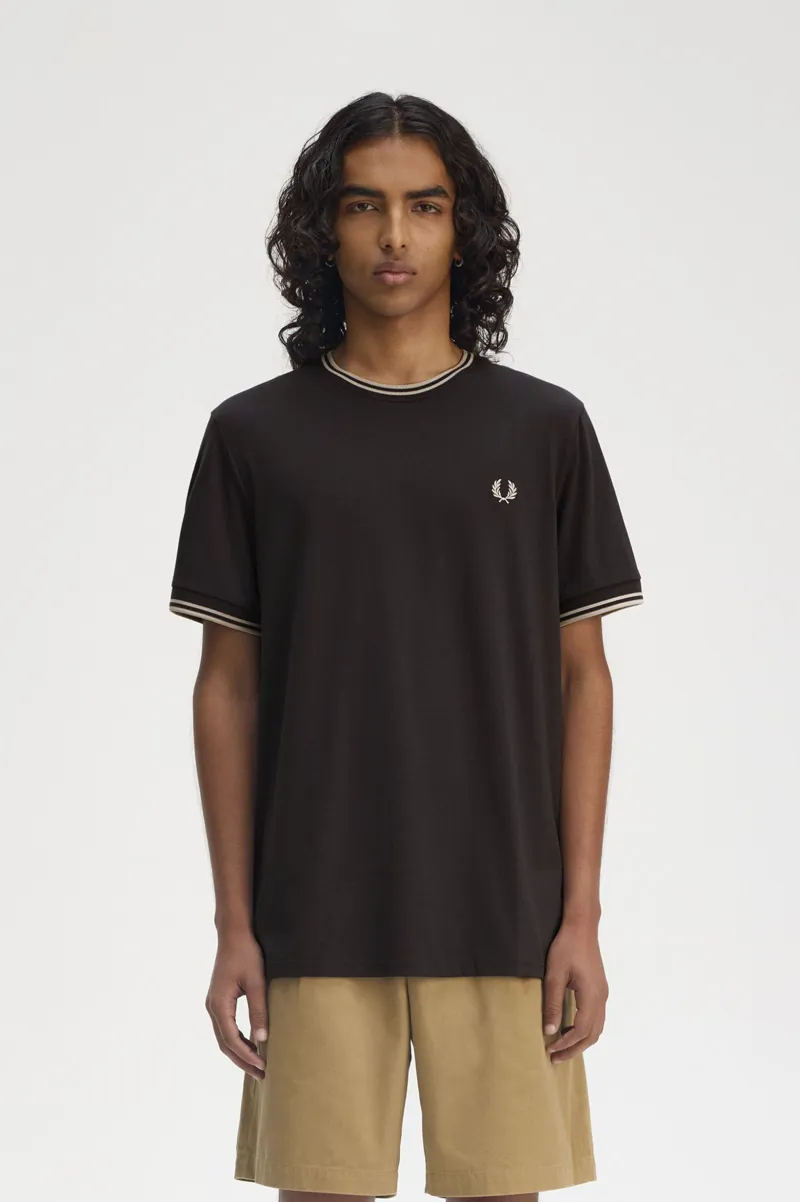 Fred Perry Twin Tipped T-shirt Anchor Grey / Oatmeal-8