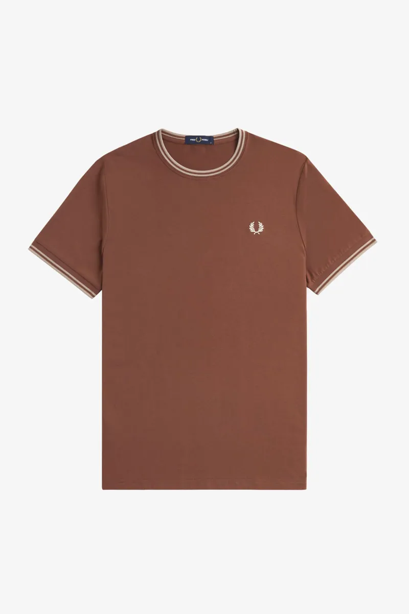 Fred Perry Twin Tipped T-shirt Whiskey Brown / Porridge -1