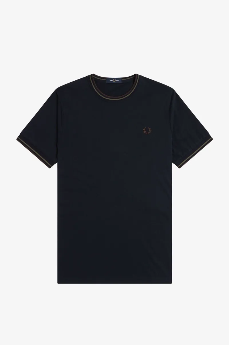 Fred Perry Twin Tipped T-shirt Navy / Wreath Green / Brick-7