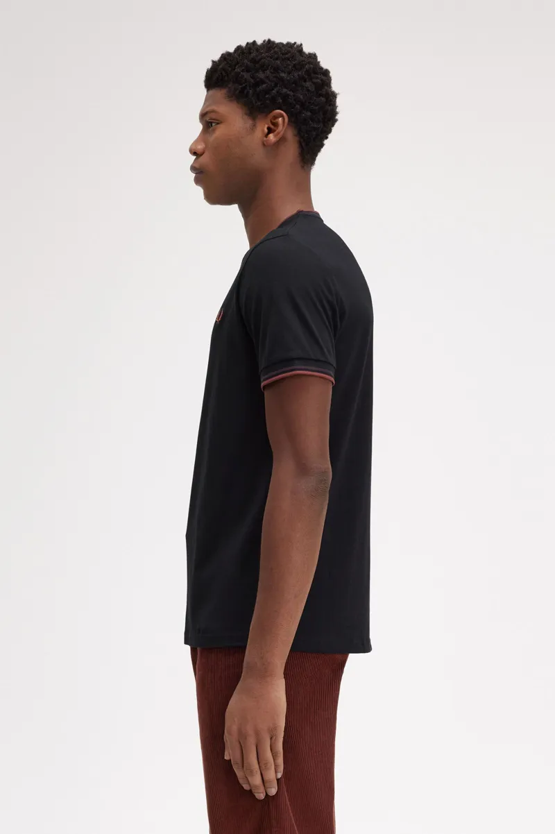 Fred Perry Twin Tipped T-shirt Black/Carrington Brick/Whiskey Brown -2